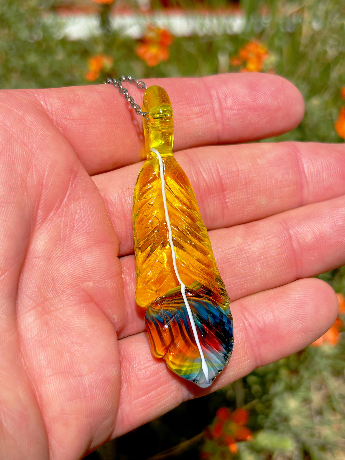 TIEDYE Feather Pendant (3&quot;L x 5/8&quot;W)