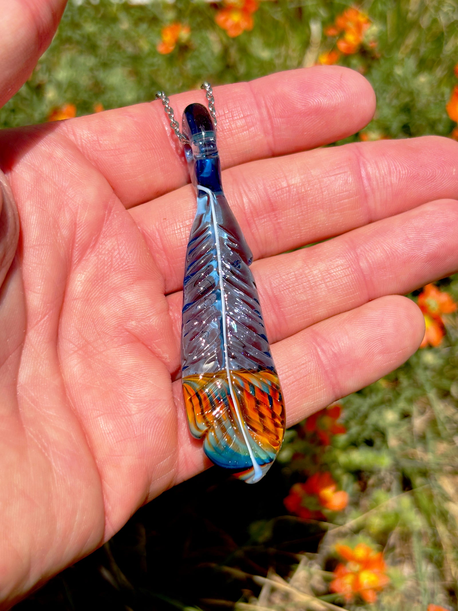 TIEDYE Feather Pendant (3"L x 5/8"W)