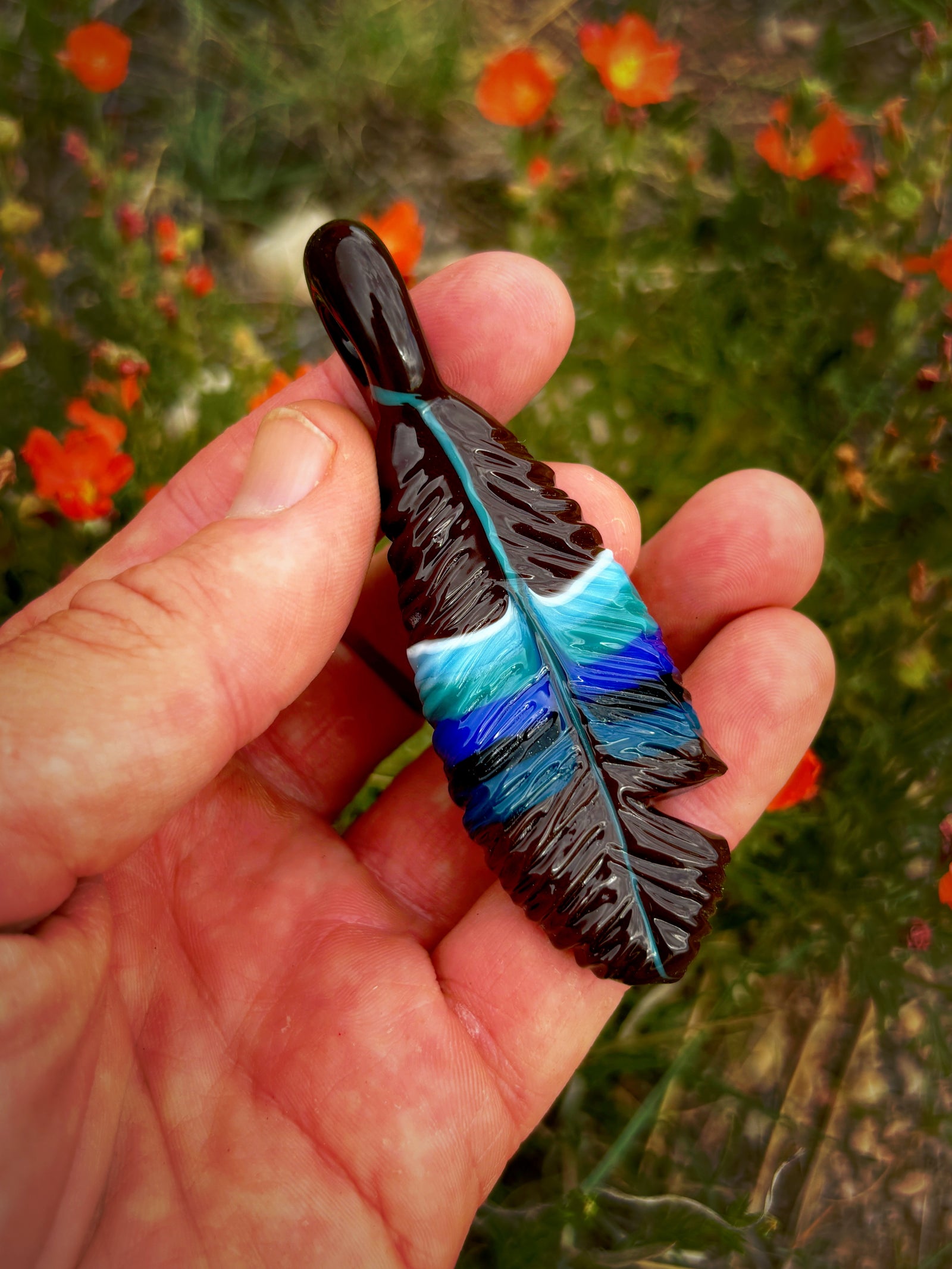 Pendelton Feather Pendant (3"L x 3/4"W)