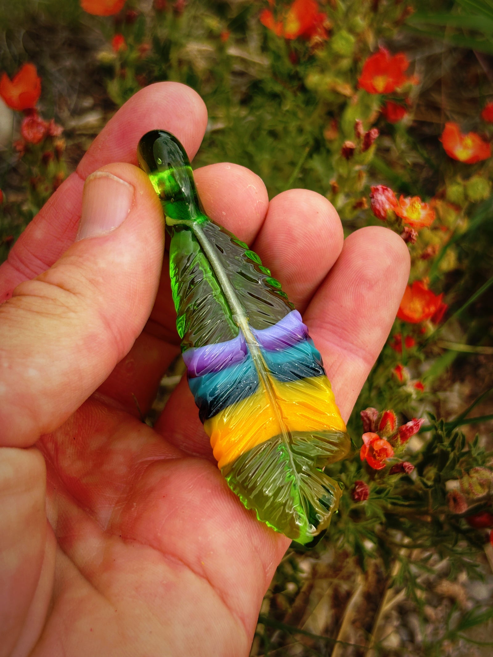 Pendelton Feather Pendant (3"L x 3/4"W)