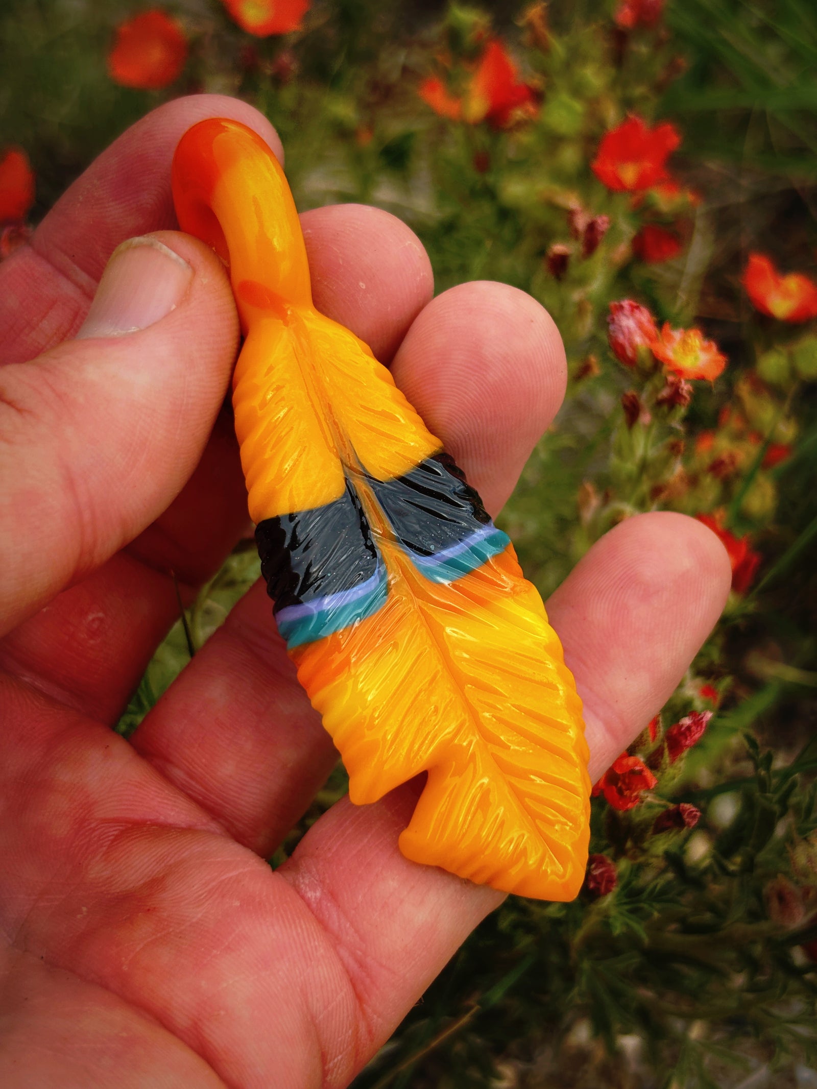 Pendelton Feather Pendant (3"L x 3/4"W)