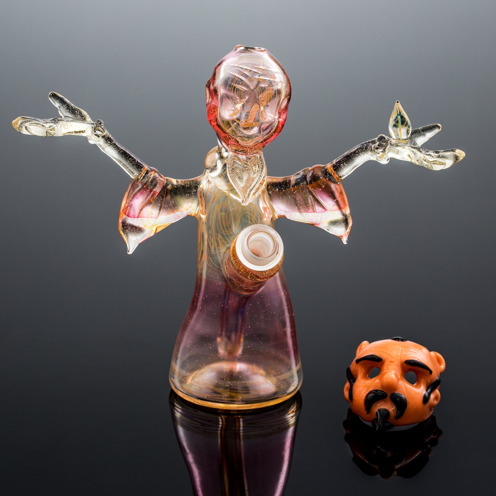 Studio photo of R3G15 x Gasp One collab Heady Glass Fumed Monk. 